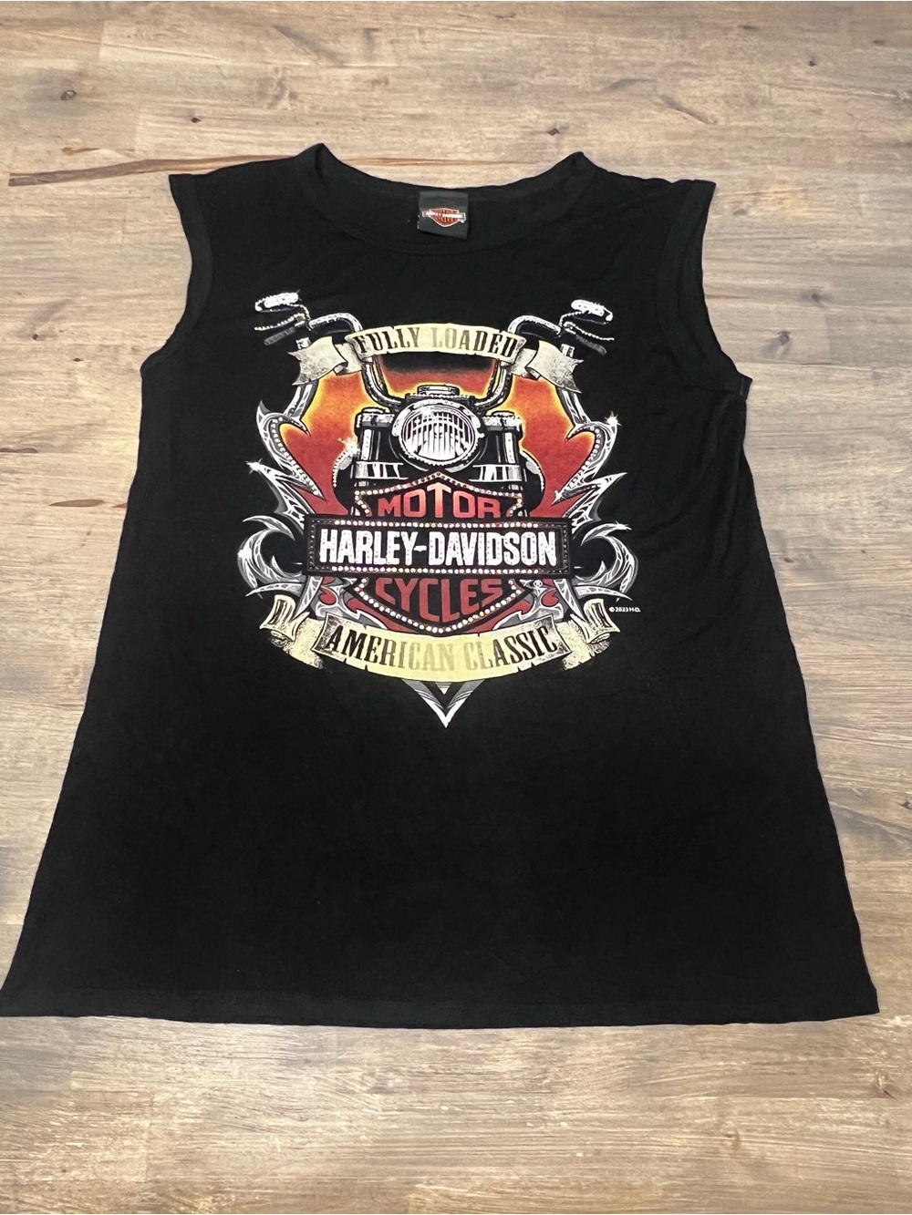 Harley-Davidson Black Tank with Orange and Red Flame Graphic
